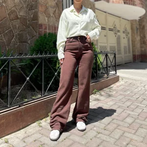 شلوار straight قهوه ای 585363 80 شلوار straight قهوه ای