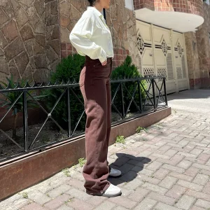 شلوار straight قهوه ای ۵۸۵۳۶۳