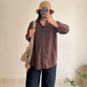 شومیز بیسیک قهوه ای سوخته