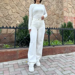 شلوار نیم بگ سفید